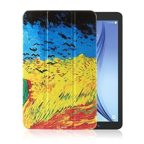 Moberg Samsung Galaxy Tab E. 9.6 Kolmesti Taittuva Nahkakotelo Standillä Öljymaalaus