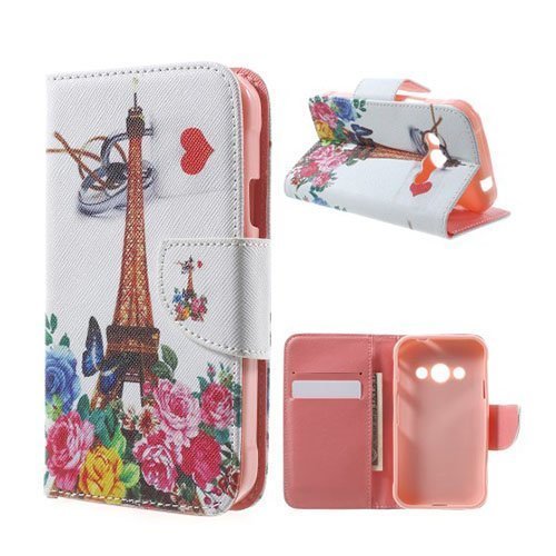 Moberg Samsung Galaxy Xcover 3 Kääntö Nahkakotelo Eiffel Torni & Kukkia & Sormuksia