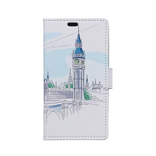 Moberg Sony Xperia E4g Nahkakotelo Lompakko Piirretty Lontoon Big Ben