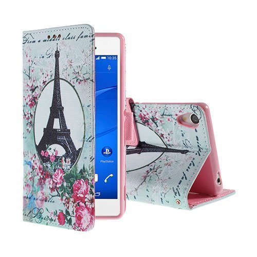 Moberg Sony Xperia Z3 Nahkakotelo Eiffel Torni Ja Kukkia