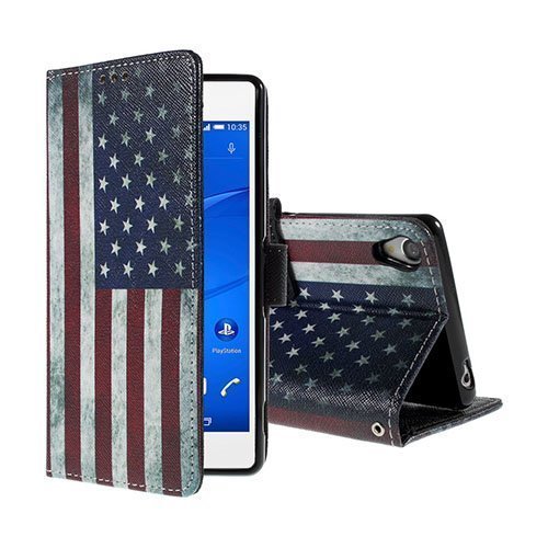 Moberg Sony Xperia Z3 Nahkakotelo Vanhanaikainen Amerikan Lippu