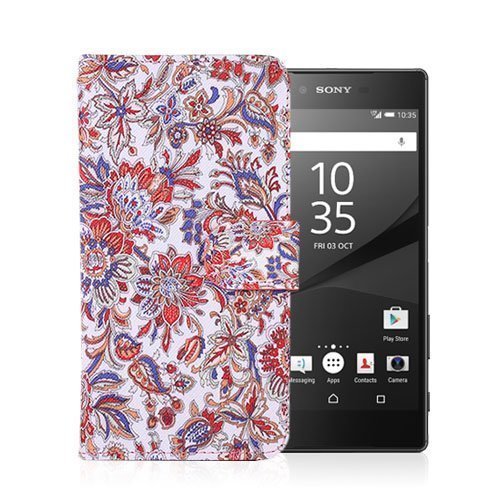 Moberg Sony Xperia Z5 Nahkakotelo Eläväisiä Kukkia
