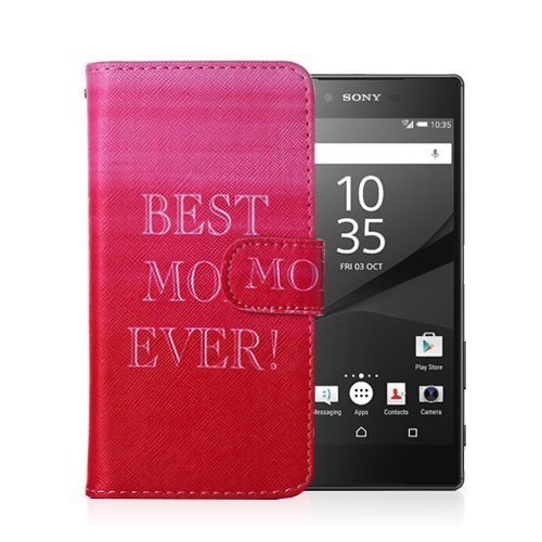 Moberg Sony Xperia Z5 Nahkakotelo Englantilainen Kirjoitus