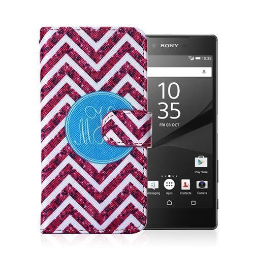 Moberg Sony Xperia Z5 Nahkakotelo Ruusuinen Chevron Kuvio