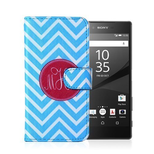 Moberg Sony Xperia Z5 Nahkakotelo Sininen Chevron Kuvio