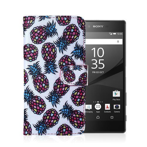 Moberg Sony Xperia Z5 Nahkakotelo Väritetyt Ananakset