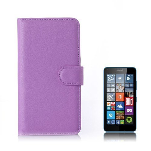 Moen Microsoft Lumia 640 Nahkakotelo Korttitaskuilla Violetti