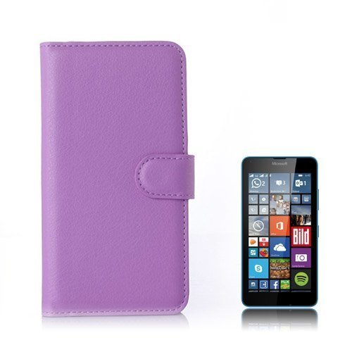 Moen Microsoft Lumia 640 Nahkakotelo Korttitaskuilla Violetti