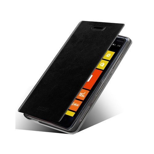 Mofi Musta Nokia Lumia 830 Nahkakotelo