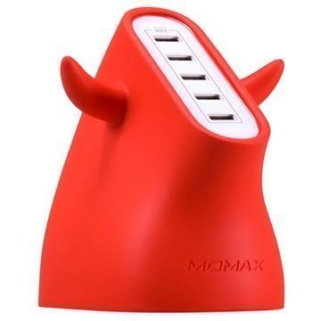 Momax U.Bull Erittäin Nopea USB Laturi 5-Porttinen Punainen