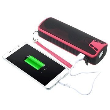 Monitoiminen 4-in-1 Bluetooth Kaiutin / Virtapankki Kuuma Pinkki