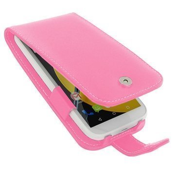 Motorola Moto E (2nd Gen) PDair Leather Case 3JMOE2F41 Vaaleanpunainen