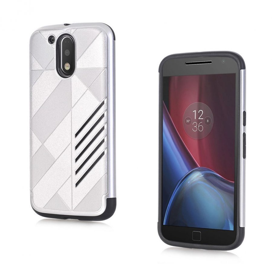 Motorola Moto G4 / G4 Plus 2-In-1 Joustava Panssari Kuori Hopea