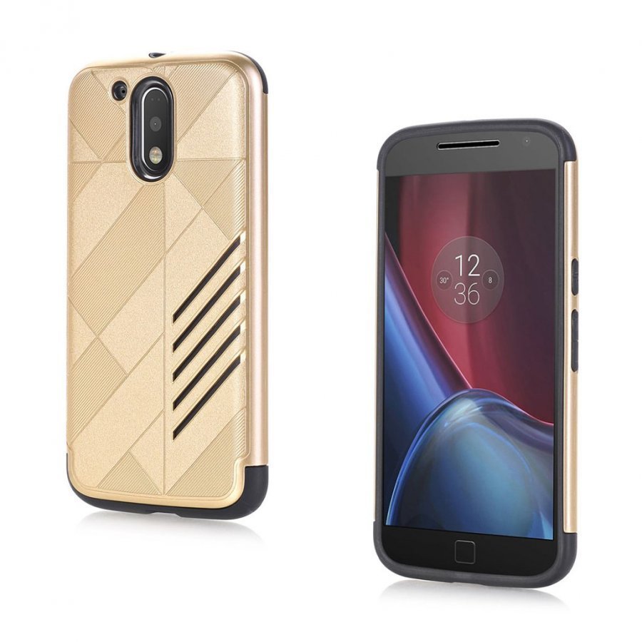 Motorola Moto G4 / G4 Plus 2-In-1 Joustava Panssari Kuori Kulta