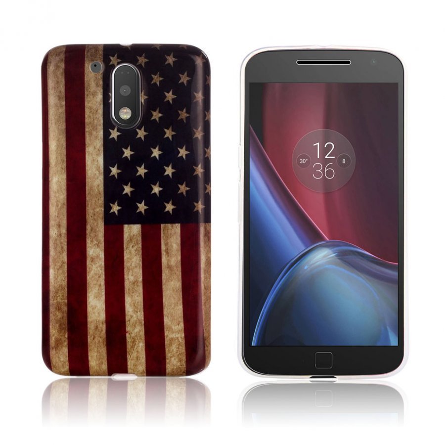 Motorola Moto G4 / G4 Plus Pehmeä Muovikuori Retro Amerikan Lippu