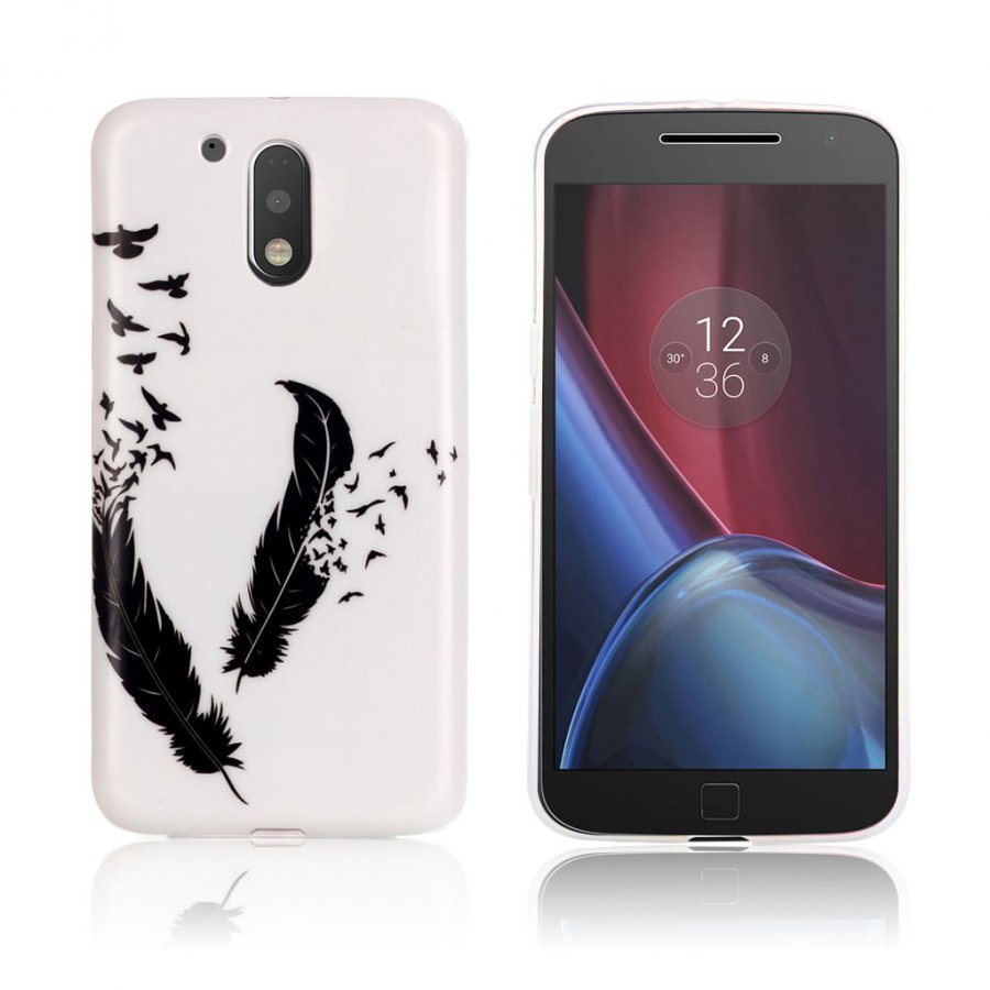 Motorola Moto G4 / G4 Plus Pehmeä Muovikuori Sulka Kuvio