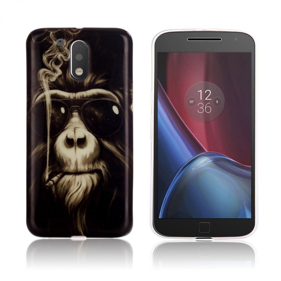 Motorola Moto G4 / G4 Plus Pehmeä Muovikuori Tupakoiva Apina