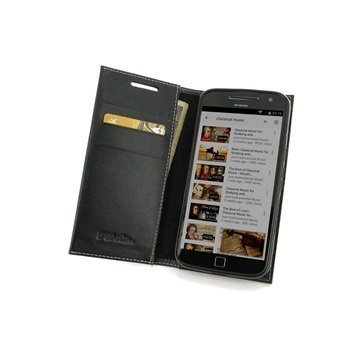 Motorola Moto G4 Plus PDair Deluxe Book Type Nahkakotelo Musta