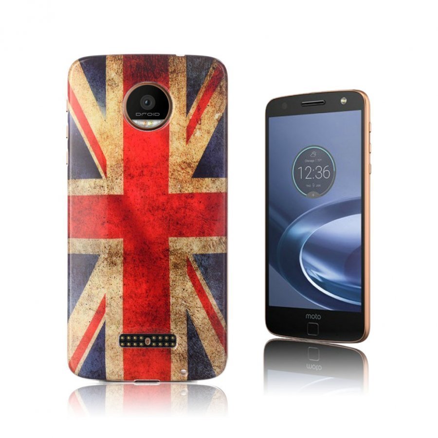 Motorola Moto Z Force Pehmeä Joustava Takakuori Retro Britannian Lippu