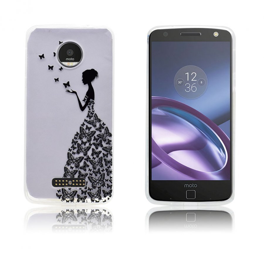 Motorola Moto Z Kuvioitu Pehmeä Kuori Nainen Ja Perhoset
