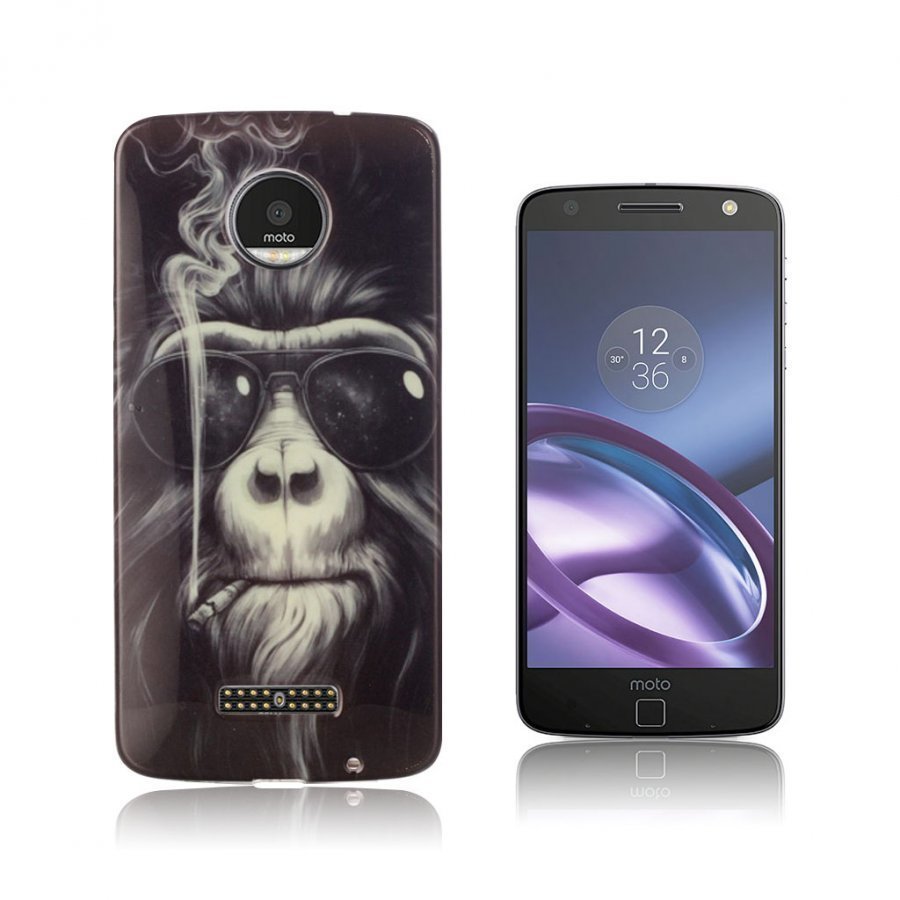 Motorola Moto Z Pehmeä Joustava Muovikuori Tupakoiva Apina
