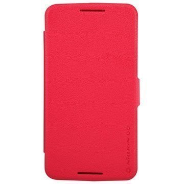 Motorola Nexus 6 Nillkin Fresh Sarjan Nahkainen Läppäkotelo Punainen