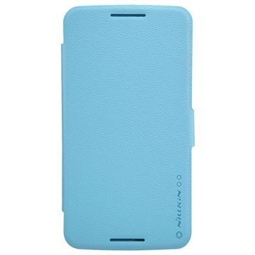 Motorola Nexus 6 Nillkin Fresh Sarjan Nahkainen Läppäkotelo Sininen