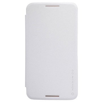 Motorola Nexus 6 Nillkin Kimallesarjan Nahkainen läppäkotelo Valkoinen