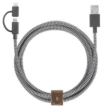 Native Union Belt Twin Head Lightning / MicroUSB-Kaapeli Seepra