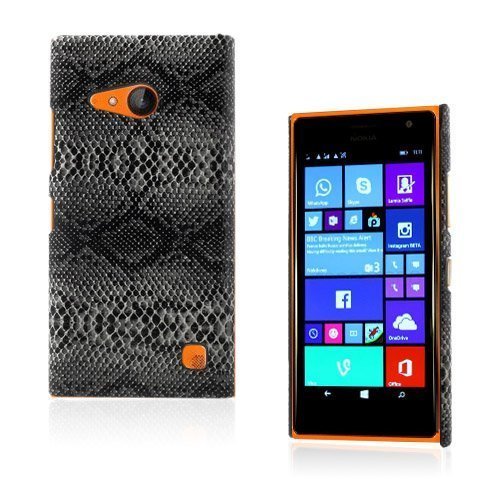 Nature Musta Käärme Nokia Lumia 730 Nahkapäälysteinen Suojakuori