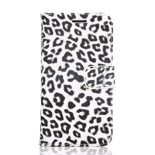 Nature Samsung Galaxy S6 Nahkakotelo Korttitaskuilla Valkoinen Leopardi