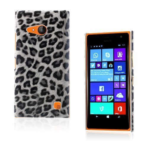 Nature Valkoinen Leopardi Nokia Lumia 730 Nahkapäälysteinen Suojakuori