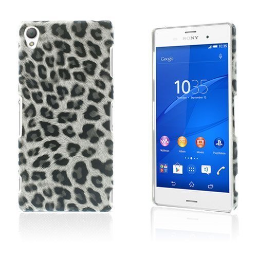 Nature Valkoinen Leopardi Sony Xperia Z3 Nahkapäällysteinen Suojakuori