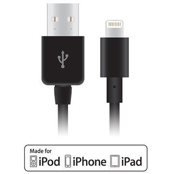 Naztech Lightning / USB Kaapeli iPhone 6 Plus iPad Mini 4 iPad Pro Musta