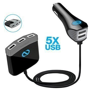 Naztech Roadstar 5 12A USB-Autolaturi Musta