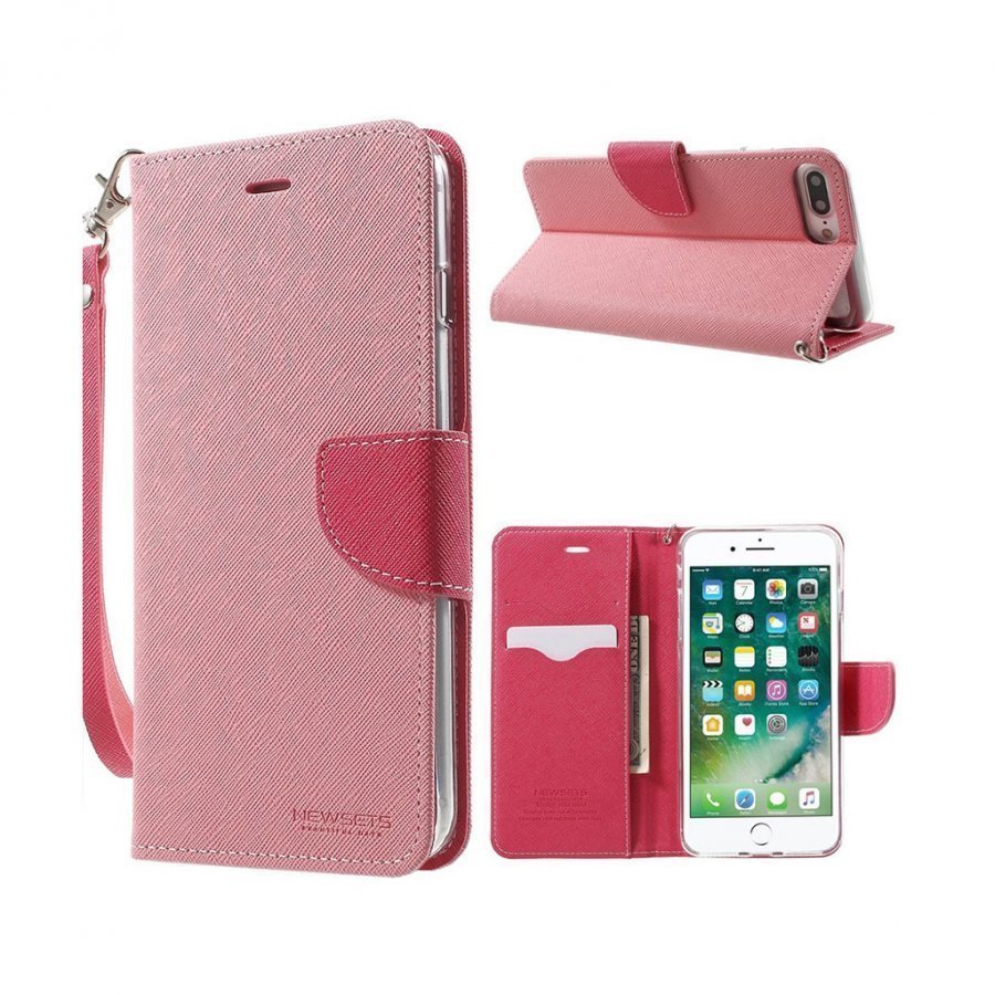 Newsets Iphone 7 Plus Nahkakotelo Lompakko Pinkki