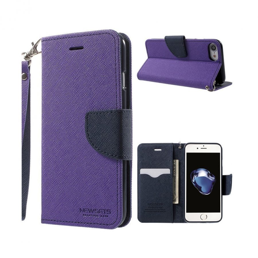 Newsets Iphone 7 Poikkikuvioinen Nahkakotelo Violetti