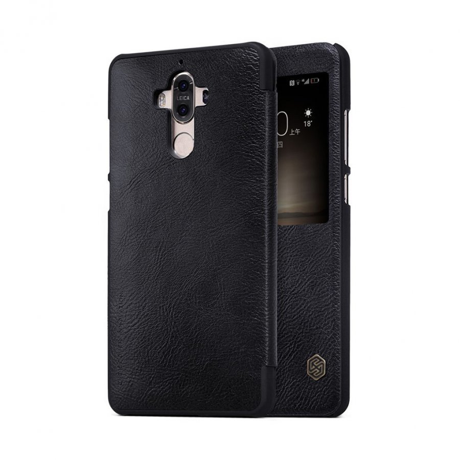 Nillkin Qin Huawei Mate 9 Nahkakotelo Näyttöikkunalla Musta