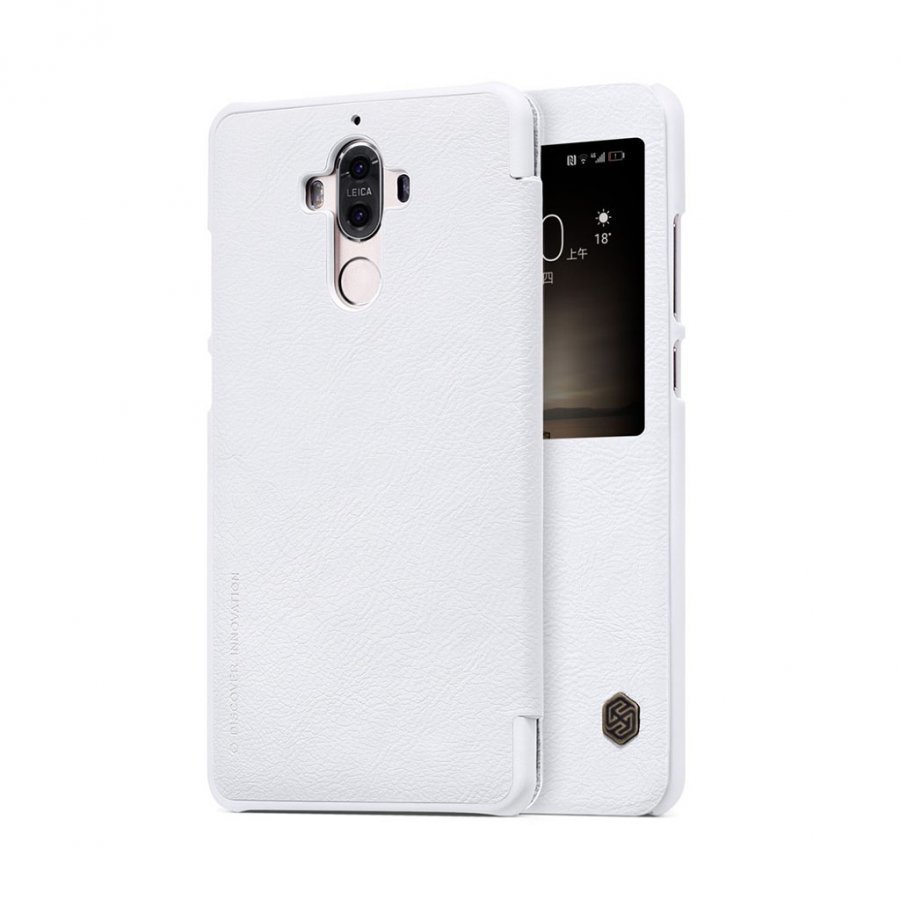 Nillkin Qin Huawei Mate 9 Nahkakotelo Näyttöikkunalla Valkoinen