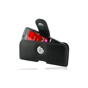 Nokia Asha 300 PDair Horizontal Leather Case Black
