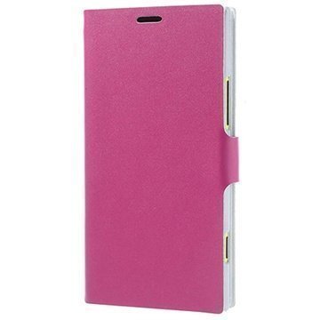 Nokia Lumia 1520 Doormoon Nahkainen Lompakkokotelo Kuuma Pinkki