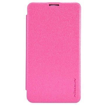 Nokia Lumia 530 Lumia 530 Dual Sim Nillkin Sparkle Series Läpällinen Nahkakotelo Kuuma Pinkki