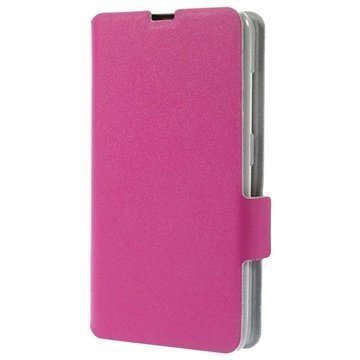 Nokia Lumia 630 Doormoon Wallet Nahkakotelo Kuuma Pinkki