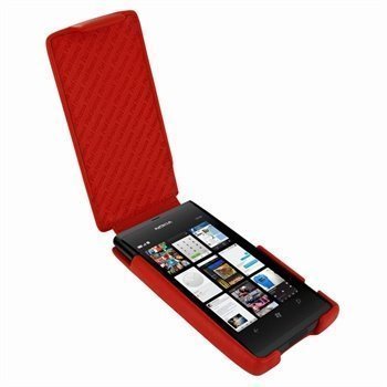 Nokia Lumia 800 Piel Frama iMagnum Nahkakotelo Punainen