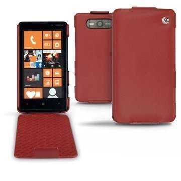 Nokia Lumia 820 Noreve Tradition Läpällinen Nahkakotelo Punainen