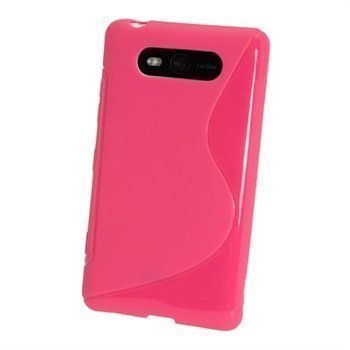 Nokia Lumia 820 iGadgitz Kaksivärinen TPU-Suojakotelo Tumma Pinkki