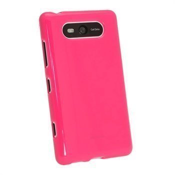 Nokia Lumia 820 iGadgitz Kiiltävä TPU-Suojakotelo Tumma Pinkki