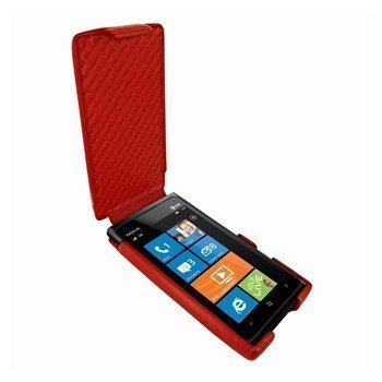 Nokia Lumia 900 Piel Frama iMagnum Nahkakotelo Punainen