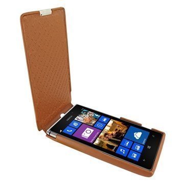 Nokia Lumia 925 Piel Frama iMagnum Nahkakotelo Kellanruskea