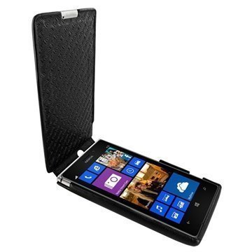 Nokia Lumia 925 Piel Frama iMagnum Nahkakotelo Musta